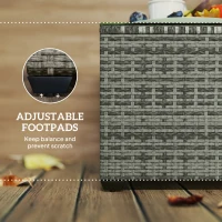 Outsunny 24.4" Patio Wicker Coffee Table, PE Rattan Outdoor Side Table with Tempered Glass Top, Light Grey(m-7)