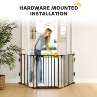 PawHut Foldable Dog Playpen Indoor for Small Medium Dogs with Door, for Stairway, Doorway, Hallway, Black(m-10)