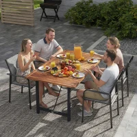 Outsunny Stackable Patio Chairs Set of 4, Outdoor Dining Chairs with 20" Deep Seat, All Weather Breathable Mesh, Armrests, Grey(m-9)