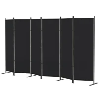 HOMCOM 6 Panel Room Divider, 6 Ft Folding Privacy Screen, Portable Freestanding Partition Wall Divider, Black(m-2)