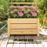 Outsunny Wooden Raised Garden Bed with Trellis, Outdoor Elevated Planter Box with Drainage Hole and Bed Liner(m-5)