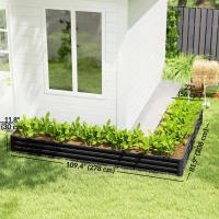 Outsunny L-Shaped Raised Garden Bed, 82" x 109" x 12" Galvanized Steel Planter Box with Multi-reinforced Rods for Vegetables, Flowers and Herbs, Black(m-3)