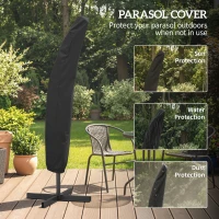 Outsunny 9.6ft Offset Patio Umbrella Garden Hanging Parasol Banana Cantilever Umbrella with Base, Crank, Coffee(m-7)