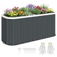 Outsunny Galvanized Raised Garden Bed, Deep Rot Planter Box, Outdoor Garden Bed with Plant Labels, 5' x 2' x 2', Dark Grey(m-11)