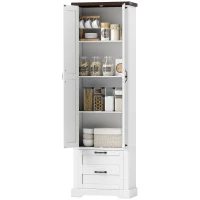 HOMCOM 71" Tall Kitchen Pantry Cabinet, Farmhouse Kitchen Storage Cabinet with 2 Drawer and Adjustable Shelves, White(m-2)