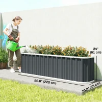 Outsunny Galvanized Raised Garden Bed, Deep Rot Planter Box, Outdoor Garden Bed with Plant Labels, 7' x 2' x 2', Dark Grey(m-3)