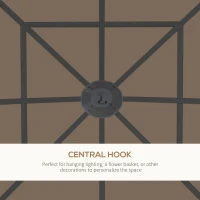 Outsunny 10' x 10' Outdoor Hardtop Gazebo Canopy with UV60+ Polycarbonate Roof, Steel Frame, Central Hook, Curtains, Khaki(m-7)