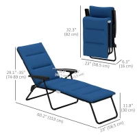 Outsunny Foldable Lounge Chair, Reclining Patio Sun Lounger with 6-Position Adjustable Back, Blue(m-3)