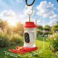 PawHut Smart Bird Feeder with Camera, AI Identify 16000+ Birds, 2K HD Live Video, 3W Solar, Instant Arrival Alerts(m-3)
