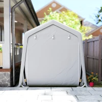 Outsunny 9.2' x 7.9' Garden Storage Tent, Patio Storage Shelter w/ Metal Frame and Double Zipper Doors, Light Grey(m-9)