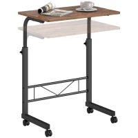 HOMCOM Mobile Standing Desk with Adjustable Height, 23.5 inch Stand Up Desk with Wheels, Rustic Brown(m-11)