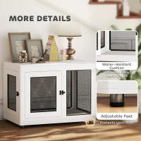 PawHut 37" Dog Crate Furniture with Cushion, Double Doors for Large Dogs, White(m-7)