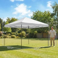 Outsunny 10 x 10 ft Pop Up Canopy Tent with One Push Setup, Outdoor Portable Instant Canopy Shelter w/ Roller Bag, White(m-3)