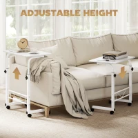 HOMCOM Mobile Standing Desk with Adjustable Height, 23.5 inch Stand Up Desk with Wheels, White(m-6)