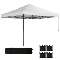 Outsunny 10 x 10 ft Pop Up Canopy Tent with One Push Setup, Outdoor Portable Instant Canopy Shelter w/ Roller Bag, White(m-11)