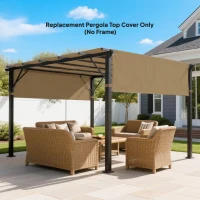 Outsunny 2 Pcs UV Protection Pergola Replacement Canopy, Pergola Shade Cover, Easy to Install, for 10' x 10' Pergola, Sand(m-1)