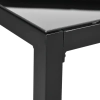 Outsunny Rectangular Outdoor Dining Table for 8 People with Tempered Glass Top and Aluminum Frame, Black 70.9" x 31.5" x 28.3"(m-9)