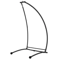 Outsunny Hanging Hammock Chair Stand Only, C Shape Hanging Heavy Duty Metal Frame Swing Stand for Porch Swing Chair, Black(m-2)