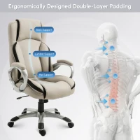 Vinsetto Ergonomic Office Chair PU Leather Executive on Rolling Wheels Task Computer Height Adjustable Swivel Ergonomic, Greige and Black(m-5)