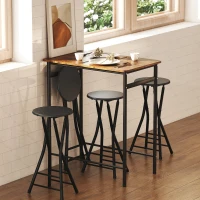 HOMCOM Set of 4 Foldable Barstools, Counter Height Bar Stools with Footrest and Steel Legs for Kitchen Island, Black(m-10)