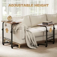 HOMCOM Mobile Standing Desk with Adjustable Height, 23.5 inch Stand Up Desk with Wheels, Rustic Brown(m-6)