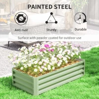 Outsunny Galvanized Raised Garden Bed, Outdoor Planter Box for Vegetables, Flowers, Herbs, 4' x 2' x 1', Light Green(m-4)