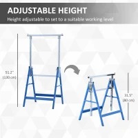 HOMCOM Set of 2 Adjustable Telescopic Builders Trestle, DIY Steel Work Bench Carpenter, Folding Saw Horse Tools Blue(m-4)