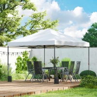 Outsunny 10 x 10 ft Pop Up Canopy Tent with One Push Setup, Outdoor Portable Instant Canopy Shelter w/ Roller Bag, White(m-10)