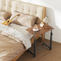 HOMCOM Mobile Standing Desk with Adjustable Height, 23.5 inch Stand Up Desk with Wheels, Rustic Brown(m-10)