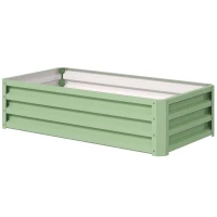 Outsunny Galvanized Raised Garden Bed, Outdoor Planter Box for Vegetables, Flowers, Herbs, 4' x 2' x 1', Light Green(m-2)