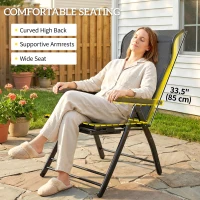 Outsunny Folding Patio Chairs Set of 2, 5-Position Outdoor Lounge Chairs with High Back, Retractable Footrest, Dark Grey(m-6)