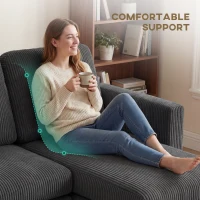 HOMCOM Sectional Sofa, Corduroy U Shaped Couch with Double Chaise and Spring Cushions, 2200lb Capacity, Dark Grey(m-5)