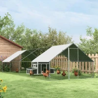 PawHut Wooden Chicken Coop with Nesting Box for 6 Chickens, Dark Grey(m-9)