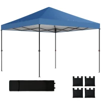 Outsunny 10 x 10 ft Pop Up Canopy Tent with One Push Setup, Outdoor Portable Instant Canopy Shelter w/ Roller Bag, Dark Blue(m-11)