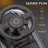 Qaba 6V Maserati GT2 Licensed Electric Car for Kids, Ride on Car with Under Seat Storage, LED Headlights Music, Grey(m-5)