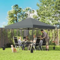 Outsunny 10 x 10 ft Pop Up Canopy Tent with One Push Setup, Outdoor Portable Instant Canopy Shelter w/ Roller Bag, Dark Gray(m-2)