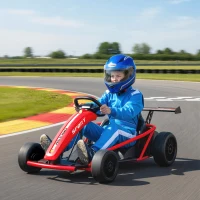 Qaba 24V 7AH Kids Electric Go Kart, 8.1 MPH Battery Powered Drift Kart with Dual Motors, Soft Start for 8-12 Years, Red(m-10)