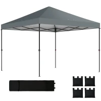 Outsunny 10 x 10 ft Pop Up Canopy Tent with One Push Setup, Outdoor Portable Instant Canopy Shelter w/ Roller Bag, Dark Gray(m-11)