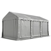 Outsunny 20' x 10' Portable Shed, Outdoor Storage Shed Tent with Roll-up Zipper Door and Removable Sidewalls, Light Grey(m-2)