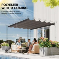 Outsunny 8.5' x 11.5' Retractable Pergola Canopy Replacement, Fit 10' x 13' Frame, Pergola Cover Replacement Top Only, Light Grey(m-5)