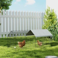 PawHut 73" Small Animal Cage with Roof, Indoor/Outdoor Use,  for Chicken, Rabbits, Chinchillas, Silver(m-1)