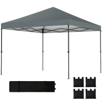 Outsunny 10 x 10 ft Pop Up Canopy Tent with One Push Setup, Outdoor Portable Instant Canopy Shelter w/ Roller Bag, Dark Gray(m-1)