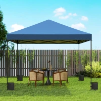 Outsunny 10 x 10 ft Pop Up Canopy Tent with One Push Setup, Outdoor Portable Instant Canopy Shelter w/ Roller Bag, Dark Blue(m-9)