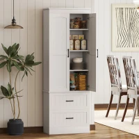 HOMCOM Tall Pantry Cabinet, 67" Kitchen Storage Cabinet with Adjustable Shelves and 2 Drawers for Kitchen, Dining Room, White(m-8)