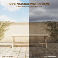 Outsunny 55.1" Garden Bench 2-Seater Outdoor Bench with Slatted Seat for Patio Porch, Natural Wood Finish(m-4)