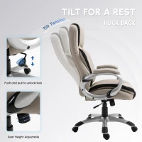 Vinsetto Ergonomic Office Chair PU Leather Executive on Rolling Wheels Task Computer Height Adjustable Swivel Ergonomic, Greige and Black(m-4)