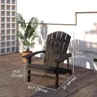 Outsunny Wood Adirondack Chair, Outdoor Patio Muskoka Chair with Slatted Design for Deck, Garden, Backyard, Fire Pit, Black(m-3)