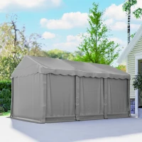 Outsunny 20' x 10' Portable Shed, Outdoor Storage Shed Tent with Roll-up Zipper Door and Removable Sidewalls, Light Grey(m-10)
