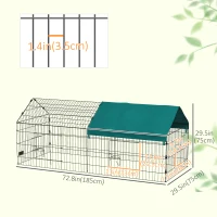 PawHut 73" Small Animal Cage with Roof, Indoor/Outdoor Use,  for Chicken, Rabbits, Chinchillas, Green(m-3)