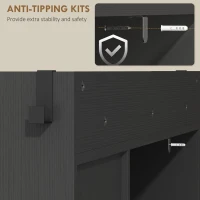 HOMCOM Farmhouse Shoe Storage Cabinet with Side Cabinet and Adjustable Shelves for Entryway, Hallway, Holds 12 Pairs, Black(m-7)